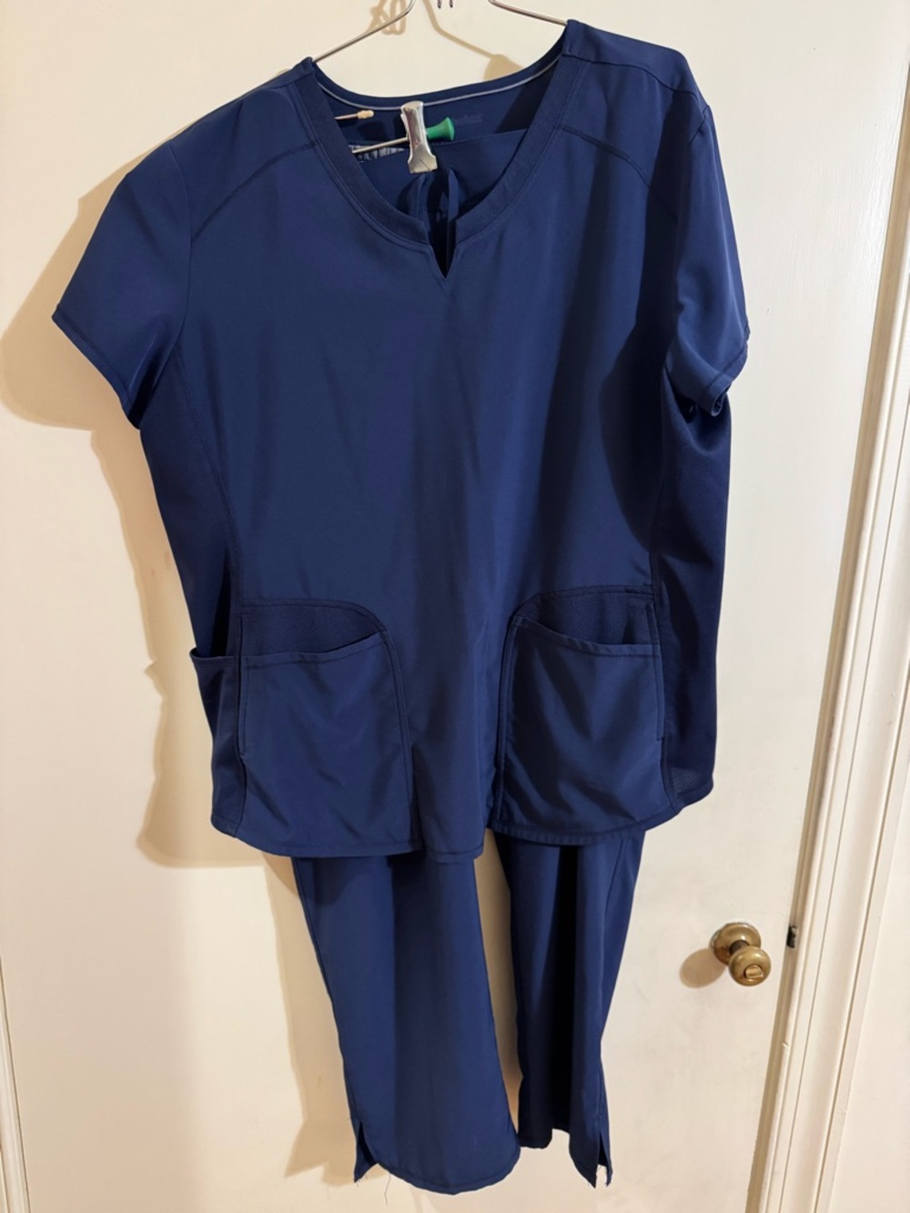 Scrubstar Short Sleeve V-Neck Scrub Top and Pants in Navy